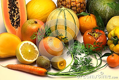 Fruits and vegetables orange coloros
