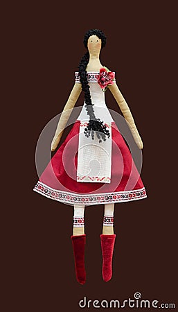 FS Handmade doll girl in Ukrainian folk style dress