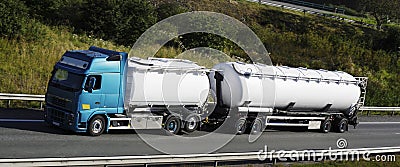 Fuel truck, tanker in motion