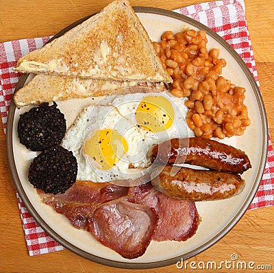 Full English Cooked Breakfast from Above