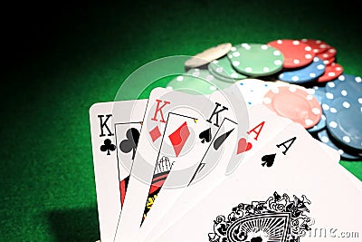 Full house K over Aces poker cards