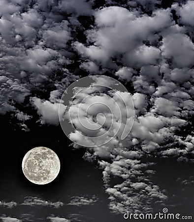 Full moon in the clouds.