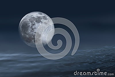 Full Moon on the ocean waves.