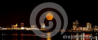 Full Moon over Atlantic City New Jersey