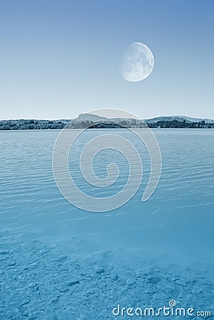 Full moon over the lake