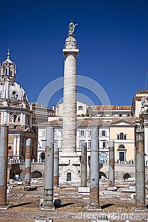 Full view of the Trajan colum in Rome