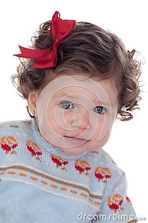 Funny Baby Girl Pictures on Funny Baby Girl With Red Loop Stock Photos   Image  12748603