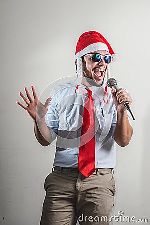 Funny christmas business man singing