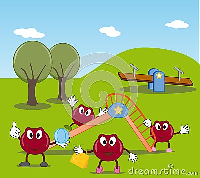Funny cranberry family at the park