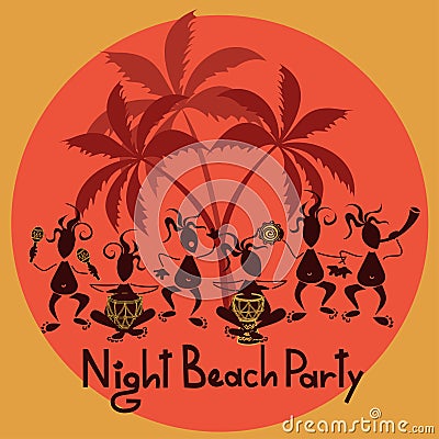 Funny invitation to night beach party