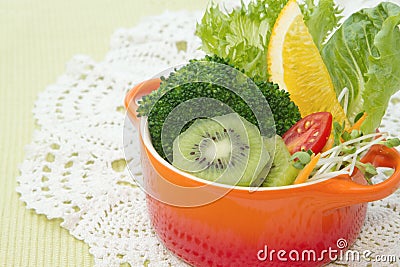 Fusion food, fruit and vegetable salad