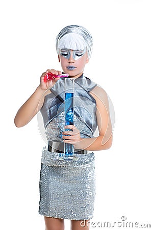 Chemical Free Makeup on Free Stock Photography  Futuristic Fashion Children Girl Silver Makeup