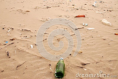 Garbage on ocean coast