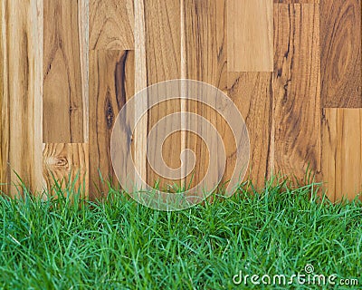 Garden fence wood and grass