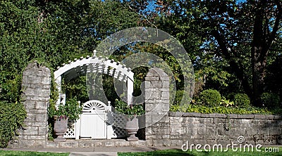 Garden Gate with Stone Wall