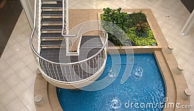 Garden ,pool and stairway
