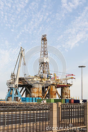 Gas and oil rig platform in the port of Tenerife