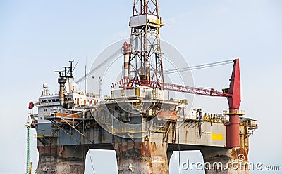 Gas and oil rig platform in the port of Tenerife