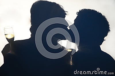 Gay Male Kiss Silhouette