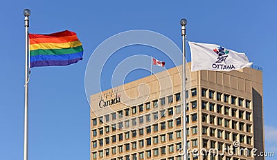 Gay Pride Flag at Ottawa City Hall during Sochi