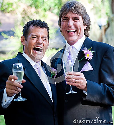 Gay Wedding - Champagne and Laughter