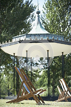 Gazebo And Deck Chairs In Hyde Park, London