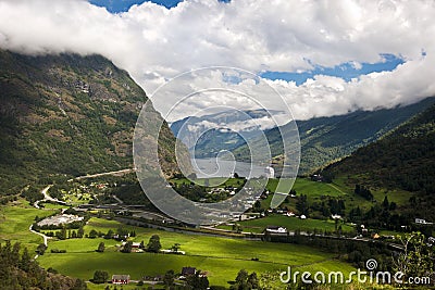 Geiranger fjord, Norway with cruise ship