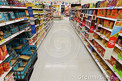 A General View Of An Empty Supermarket Aisle