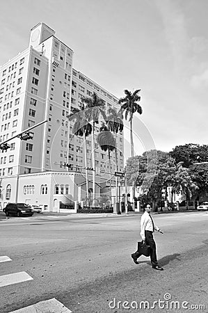 Gentleman choosing his own path, Miami SB (B&W)