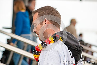 German Fan in Front of Minsk Arena