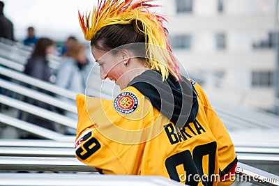 German Fan in Front of Minsk Arena