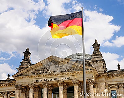 German Flag in front of the Bundestag