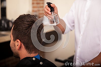 Getting haircut in a barber shop