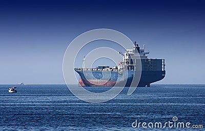 Giant cargo ship on the sea