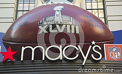 Giant Football at Macy s Herald Square on Broadway during Super Bowl XLVIII week in Manhattan