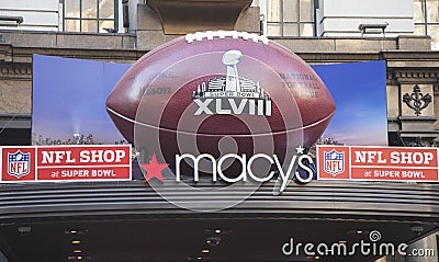 Giant Football at Macy s Herald Square on Broadway during Super Bowl XLVIII week in Manhattan