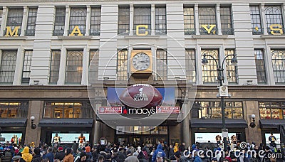 Giant Football at Macy s Herald Square on Broadway during Super Bowl XLVIII week in Manhattan