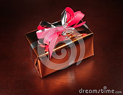 Gift box on black background