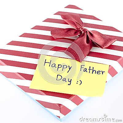 Gift box with card write happy father day word