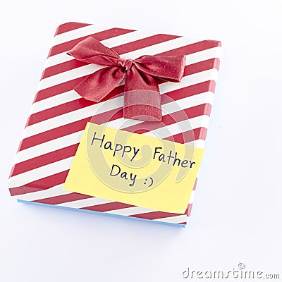 Gift box with card write happy father day word