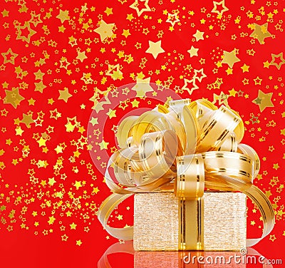 Gift box in gold wrapping paper