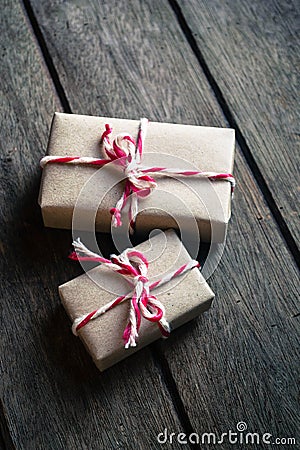 Gift box on wooden background