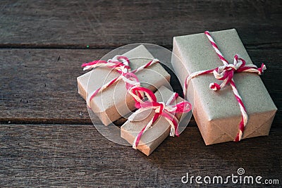 Gift box on wooden background