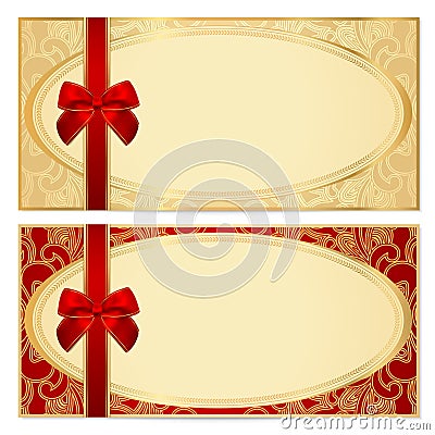 Gift certificate (Voucher) template. Bow, pattern