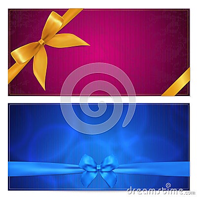 Gift Voucher / coupon template. Bow (ribbons)
