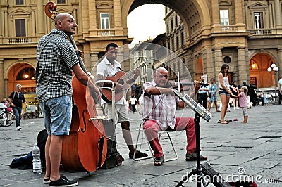 Gipsy street musicians in Florence , Italy