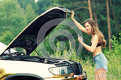 Girl in bikini and car