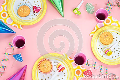 Girl birthday or party pink table setting