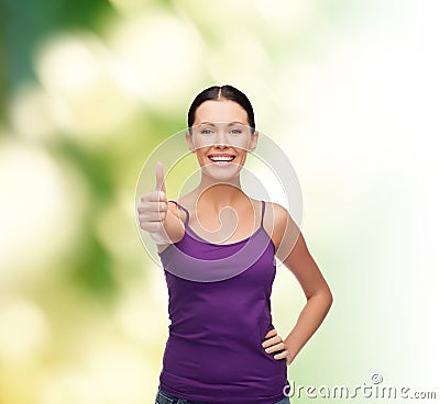 Girl in blank purple tank top with crossed arms