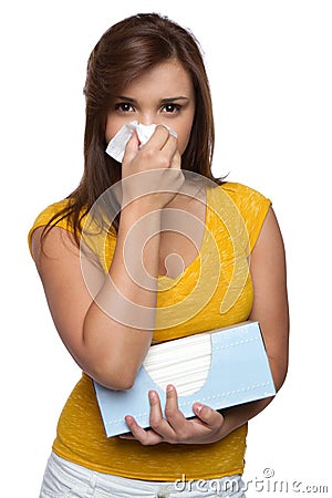 Girl Blowing Nose